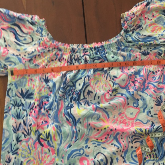 Lilly Pulitzer lace trim cotton off shoulder top S - Picture 4 of 10